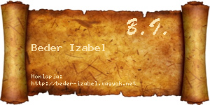 Beder Izabel névjegykártya